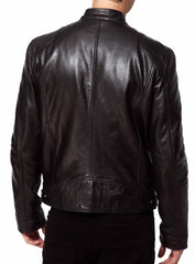 Men's Motorcycle Leather Jacket Black MJ004 - Travel Hide