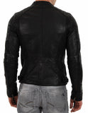 Men's Motorcycle Leather Jacket Black MJ018 - Travel Hide