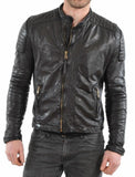 Men's Motorcycle Leather Jacket Black MJ020 - Travel Hide