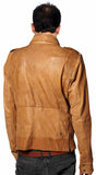 Men's Motorcycle Leather Jacket Tan MJ006 - Travel Hide