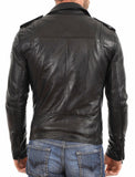 Men's Motorcycle Leather Jacket Black MJ011 - Travel Hide