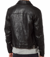 Men's Motorcycle Leather Jacket Black MJ013 - Travel Hide