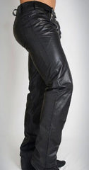 Men's Black Genuine Leather Distinctive Pants MP11