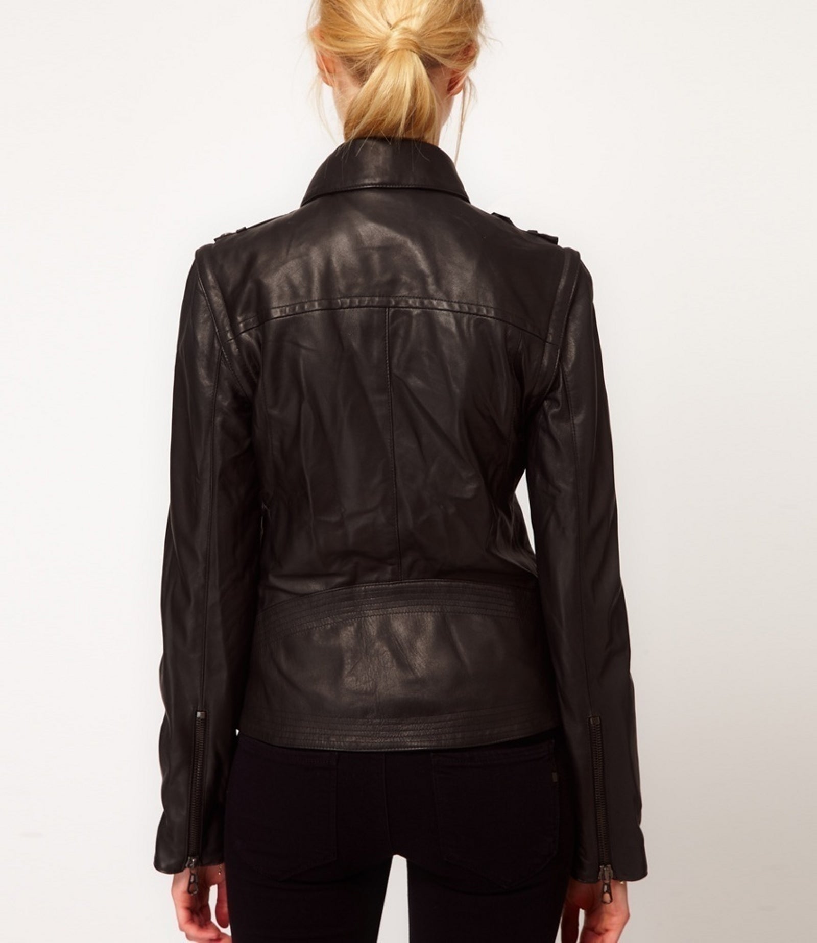 Women's Genuine Leather Motorcycle Jacket Black WJ010 - Travel Hide