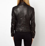 Women's Genuine Leather Motorcycle Jacket Black WJ012 - Travel Hide