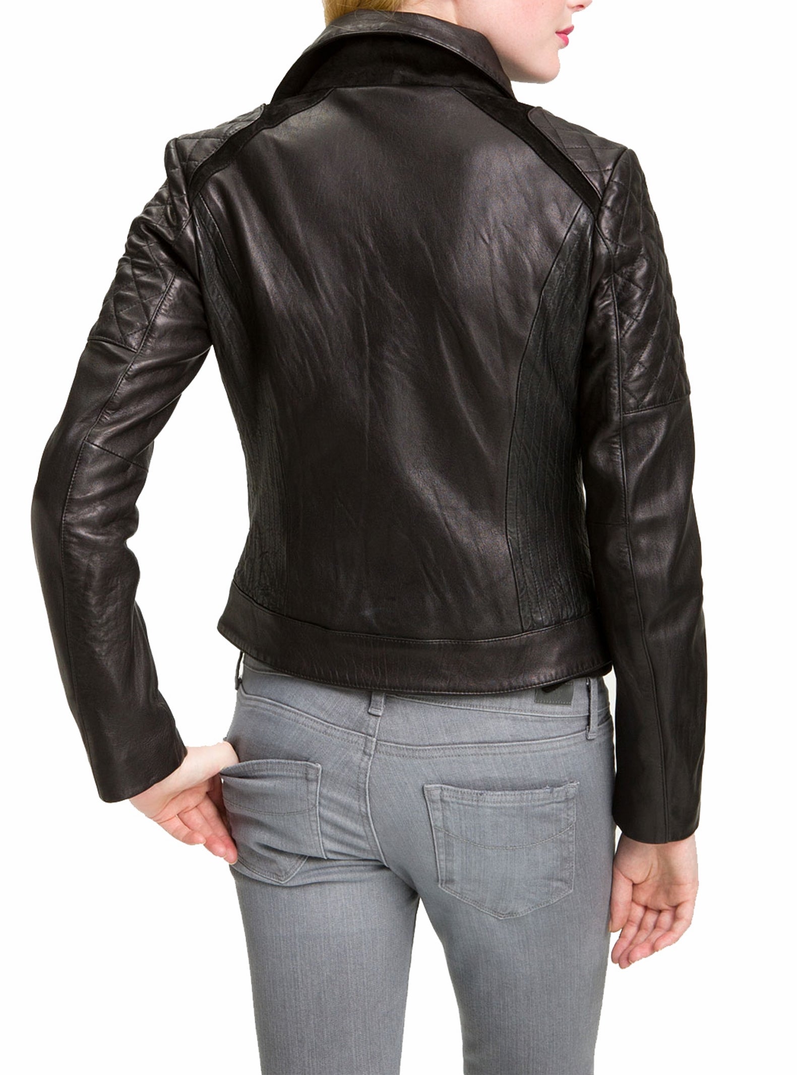 Women's Genuine Leather Motorcycle Jacket Black WJ018 - Travel Hide