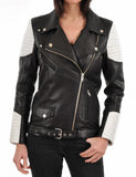 Women's Genuine Leather Motorcycle Jacket Black WJ020