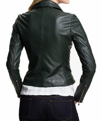 Women's Genuine Leather Motorcycle Jacket Black WJ002 - Travel Hide