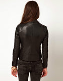 Women's Genuine Leather Motorcycle Jacket Black WJ008 - Travel Hide