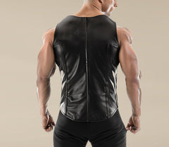 Men's Distinctive Slim Fit Laced Leather Vest MV20