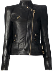 Women's Distinctive Quilted Leather Jacket WJ046