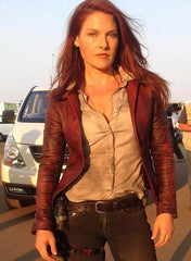 Ali Larter Claire Redfield Burgundy Leather Blazer