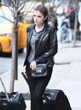 Anna Kendrick Black Leather Motorcycle Jacket