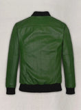 Ben Affleck Inspired Green Leather Bomber Jacket