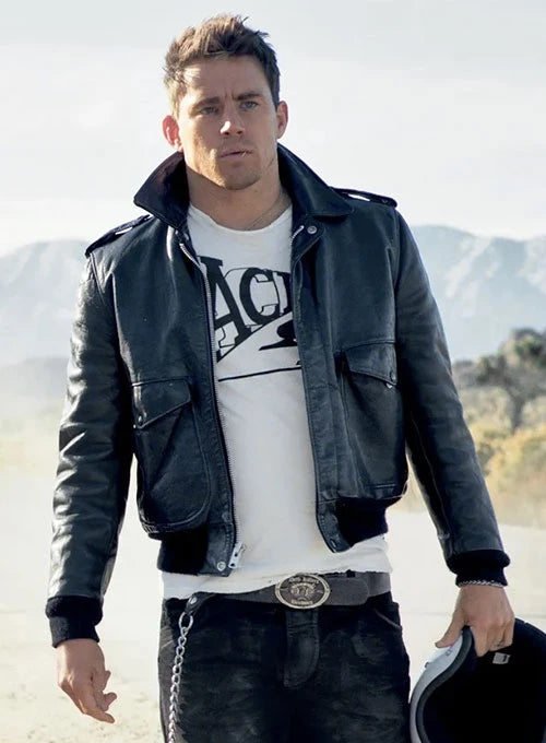 Channing Tatum Ribbed Cuffs Leather Jacket