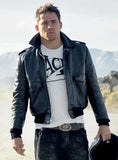Channing Tatum Ribbed Cuffs Leather Jacket