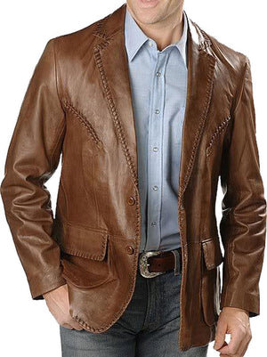 Men's TWO BUTTON Leather Blazer TB004 - Travel Hide