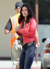 Courteney Cox Red Motorcycle Leather Jacket