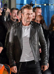 David Beckham Motorcycle Black Leather Jacket