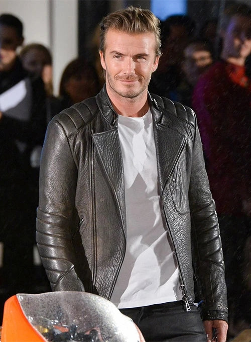 David Beckham Motorcycle Black Leather Jacket Travel Hide