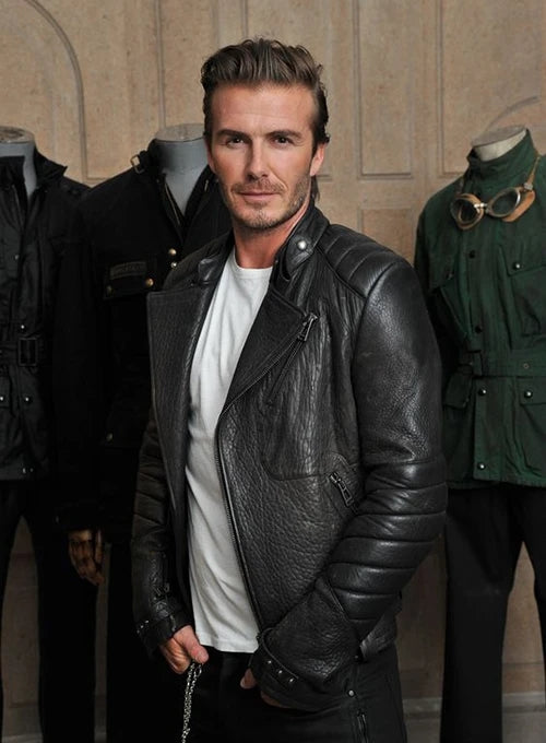 David Beckham Motorcycle Black Leather Jacket