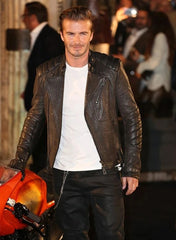 David Beckham Motorcycle Black Leather Jacket