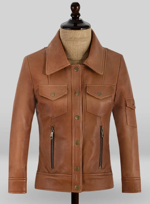Gigi Hadid Tan Leather Jacket