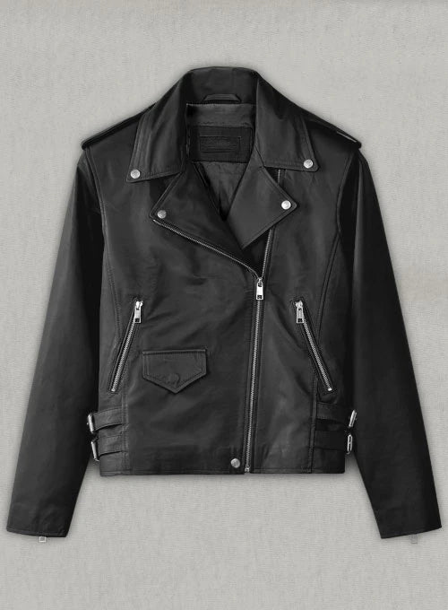 Hilary Duff Inspired Noir Black Leather Jacket