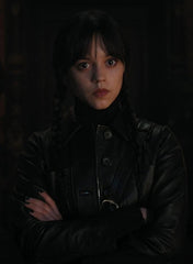 Jenna Ortega Wednesday Addams Inspired Leather Jacket