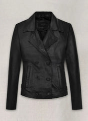 Jennifer Lawrence Inspired Double Breasted Leather Jacket