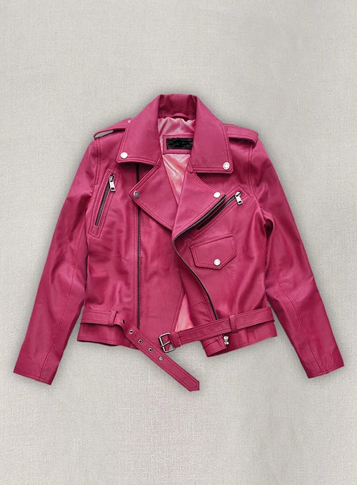 Jessica Alba Hot Pink Leather Jacket