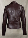 Katie Holmes Inspired Burgundy Leather Jacket