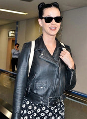 Katy Perry Inspired Black Cropped Leather Jacket