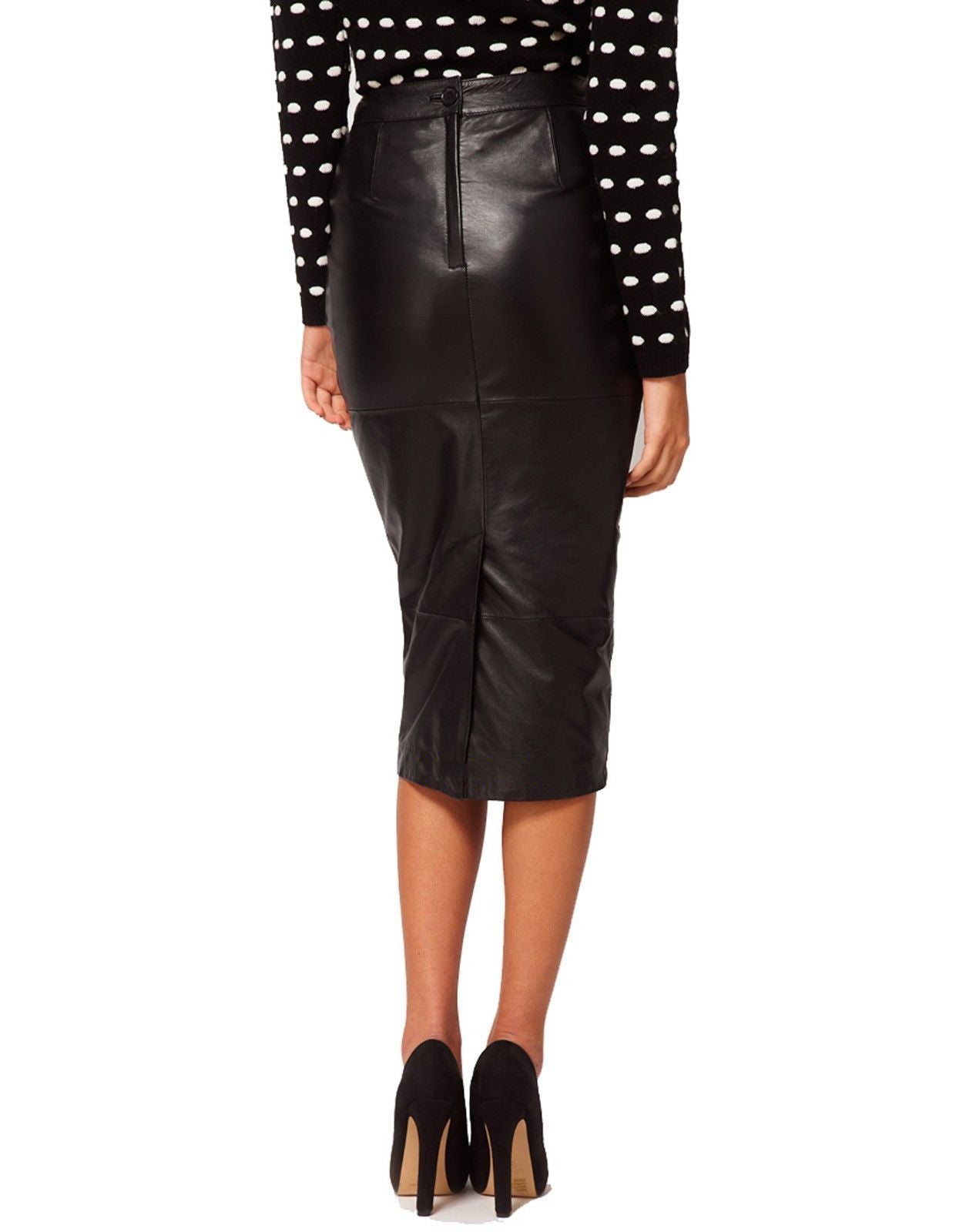 Women's Knee Length Leather Pencil Skirt WS12