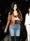 Kylie Jenner Casual Chic Brown Leather Jacket