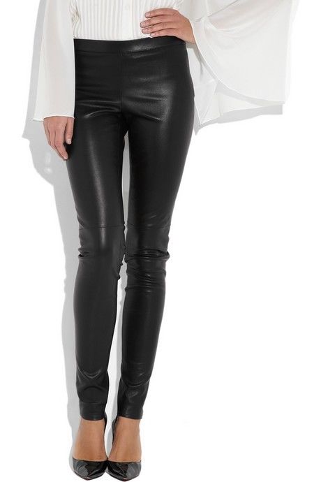 Women's Black Slim Skinny Leather Pants WP13