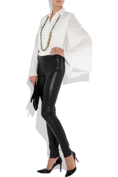 Women's Black Slim Skinny Leather Pants WP13