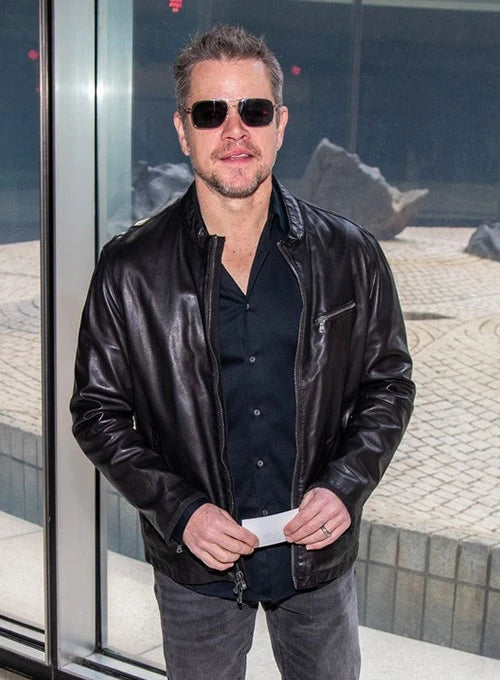 Matt Damon Inspired Black Leather Jacket