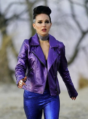 Natalie Portman Vox Lux Purple Leather Jacket
