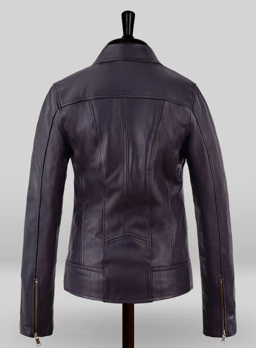 Natalie Portman Vox Lux Purple Leather Jacket