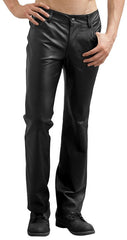 Men's Black Leather Regular Fit Pants MP02