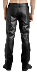 Men's Black Leather Regular Fit Pants MP02