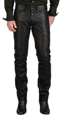 Men's Executive Black Leather Slim Fit Pants MP04