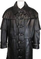 Men's Full Length Leather Quilted Trench Coat MC11