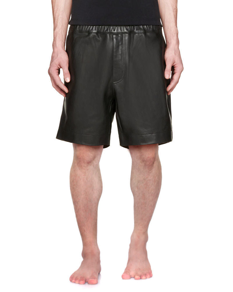 Men's Above Knee Flexible Leather Shorts MH07