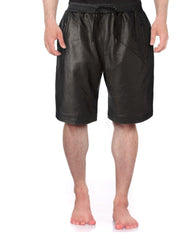 Men's Knee Length Adjustable Fit Leather Shorts MH08