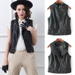 Women’s Slim Fit Quilted Leather Vest Jacket WV06