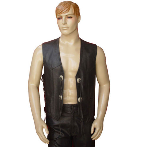 Men's Slim Fit Laced Genuine Leather Vest MV19