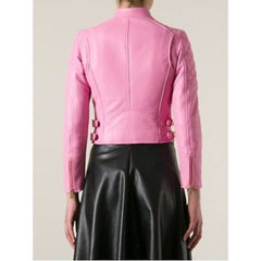 Women's Baby Pink Genuine Leather Jacket WJ050