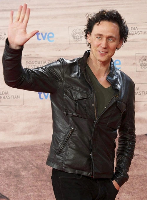 Tom Hiddleston Black Leather Jacket